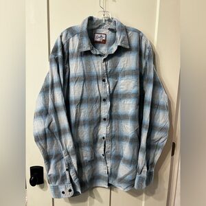 Scully Light Blue/grey Plaid Corduroy button up button down  Men's Shirt